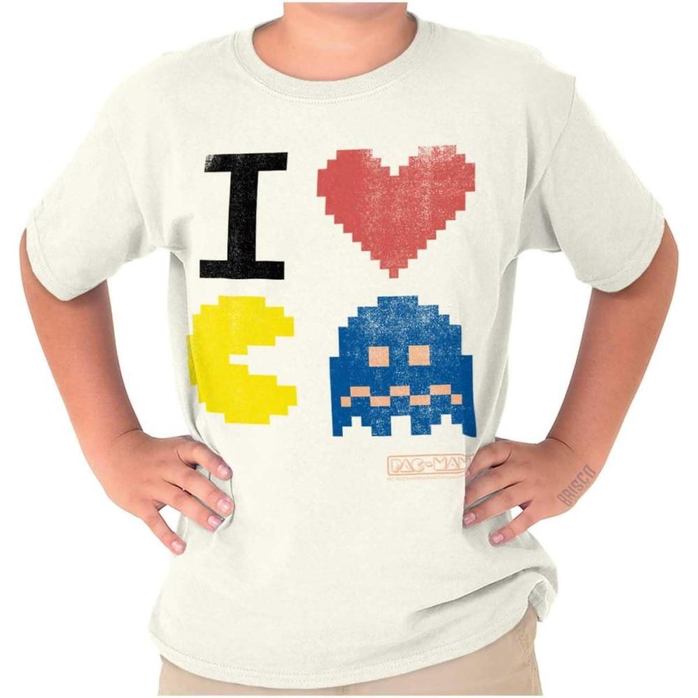 imagePixelized Retro Game I Heart Pacman Crewneck T Shirts Boy Girl