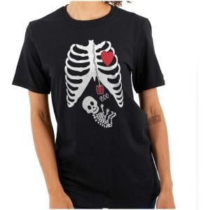 Brisco Brands Cute Preganancy Costume Skeleton Womens Graphic T Shirt Tees(Black)