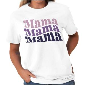 Mother’s Day Funny Mom Floral Mama Graphic Tee Shirt for Women(White – Mama Gradient)