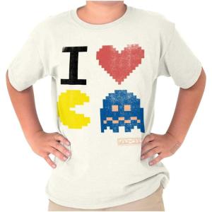 Pixelized Retro Game I Heart Pacman Crewneck T Shirts Boy Girl