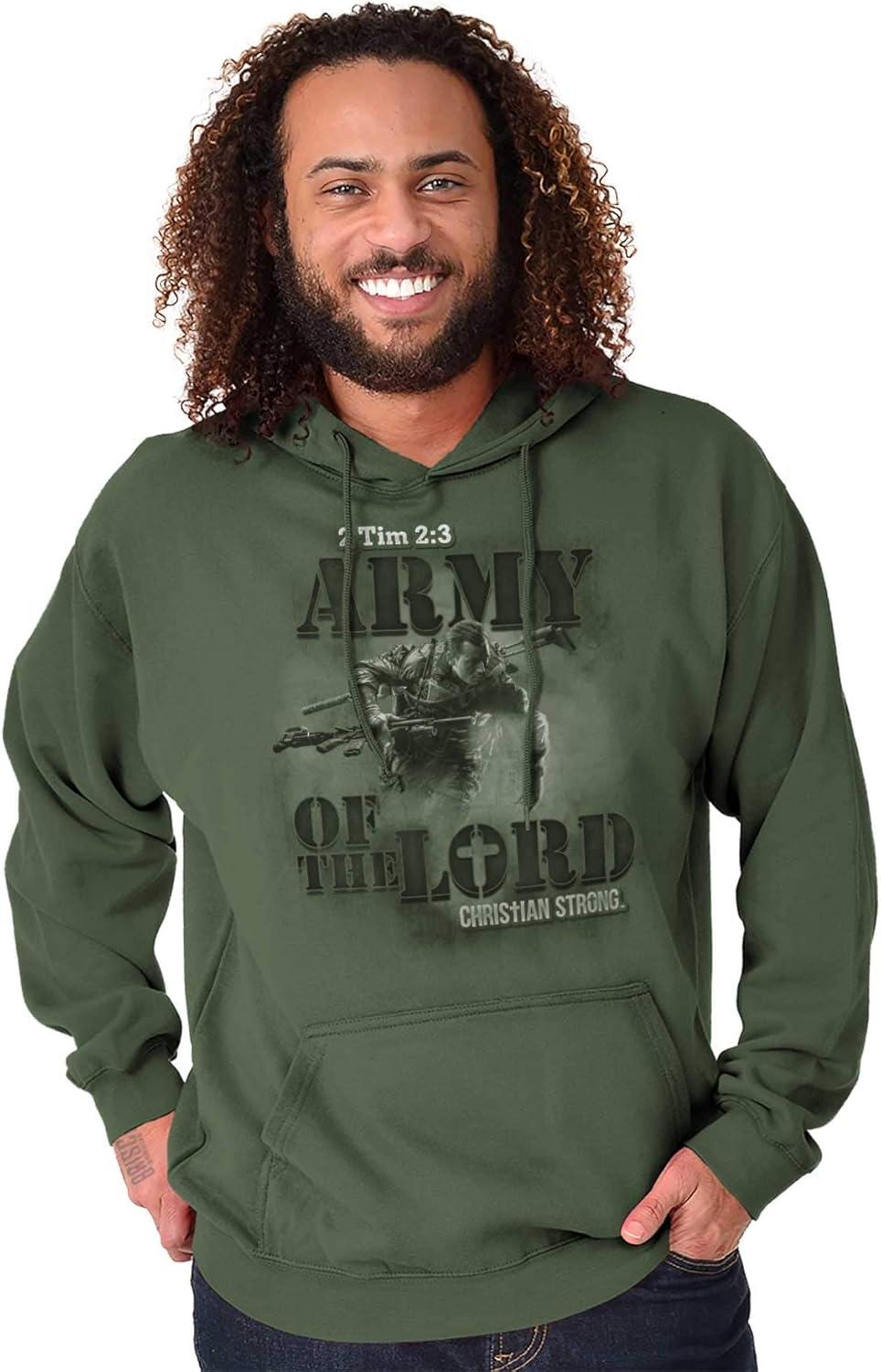 imageBrisco Brands Army Of the Lord Religious Christian Hoodie Hooded Sweatshirt MenMilitary Green