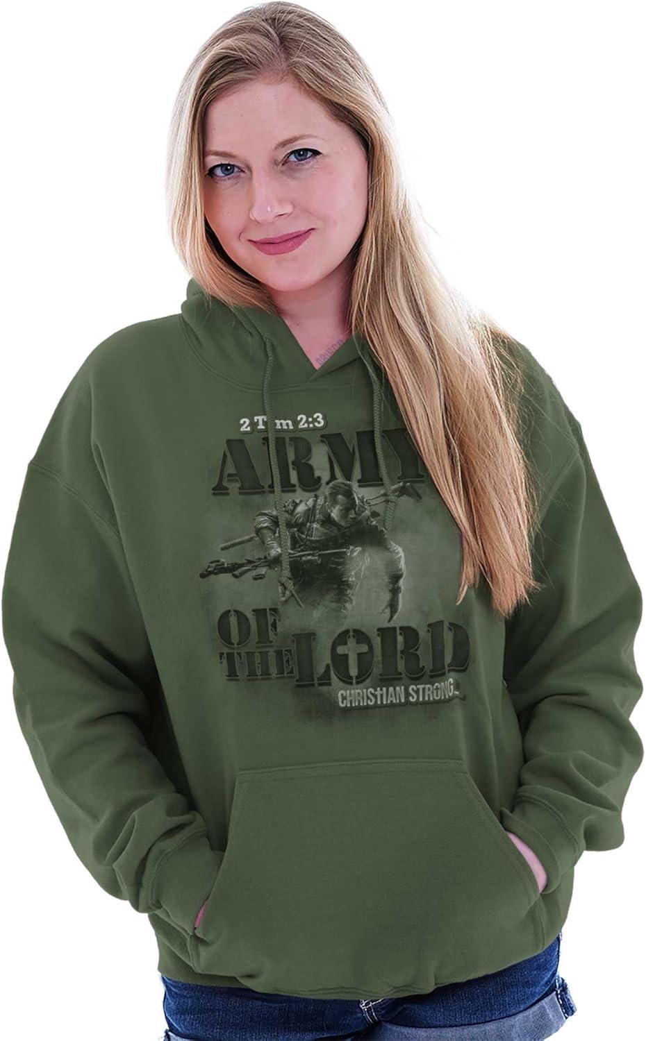 imageBrisco Brands Army Of the Lord Religious Christian Hoodie Hooded Sweatshirt MenMilitary Green