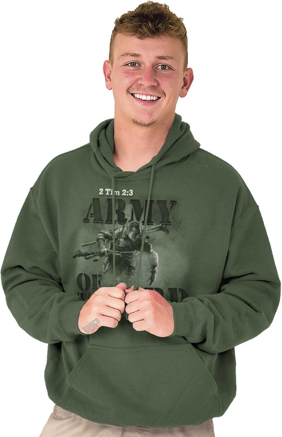 imageBrisco Brands Army Of the Lord Religious Christian Hoodie Hooded Sweatshirt MenMilitary Green