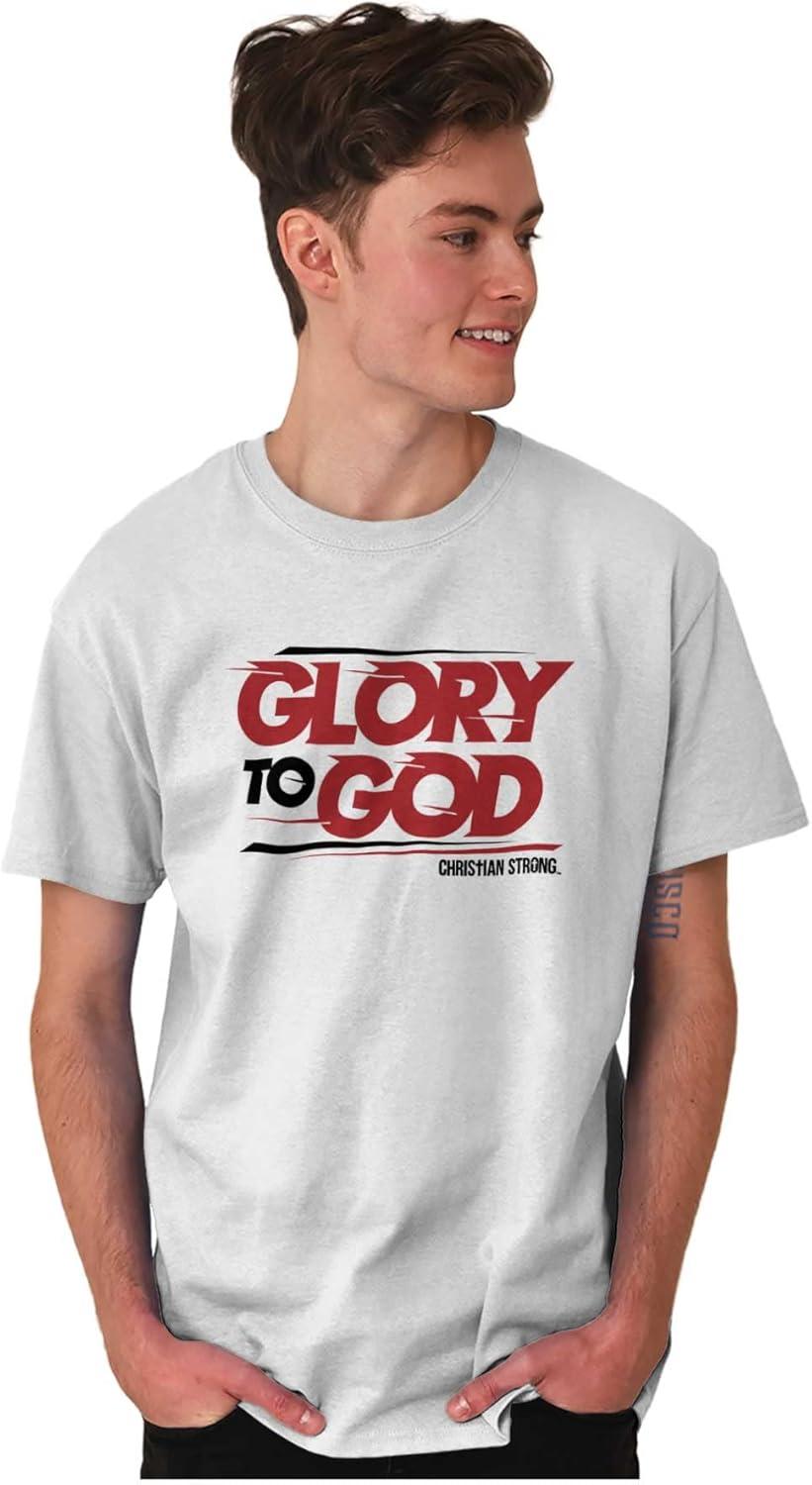 imageBrisco Brands Glory to God Jesus Christ Faithful Graphic T Shirt Men or WomenWhite