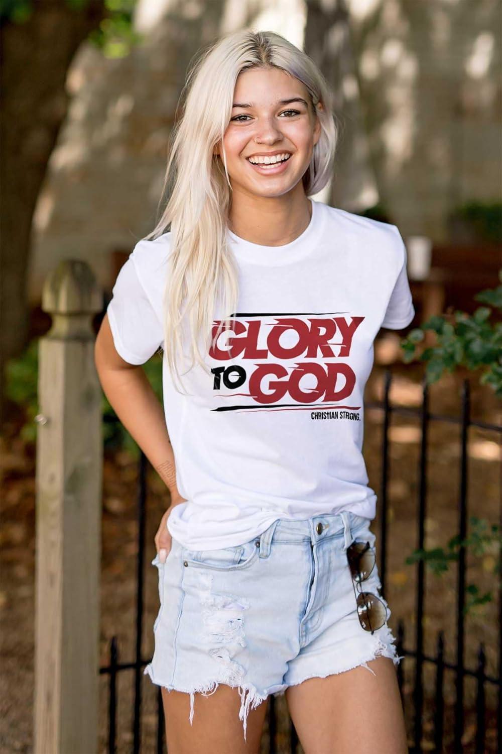 imageBrisco Brands Glory to God Jesus Christ Faithful Graphic T Shirt Men or WomenWhite