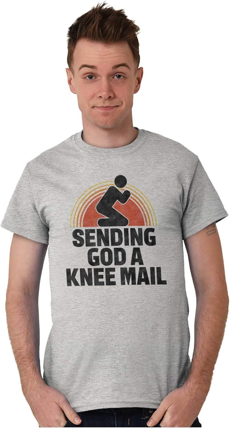imageBrisco Brands Sending God A Knee Mail Christian Graphic T Shirt Men or WomenSport Grey