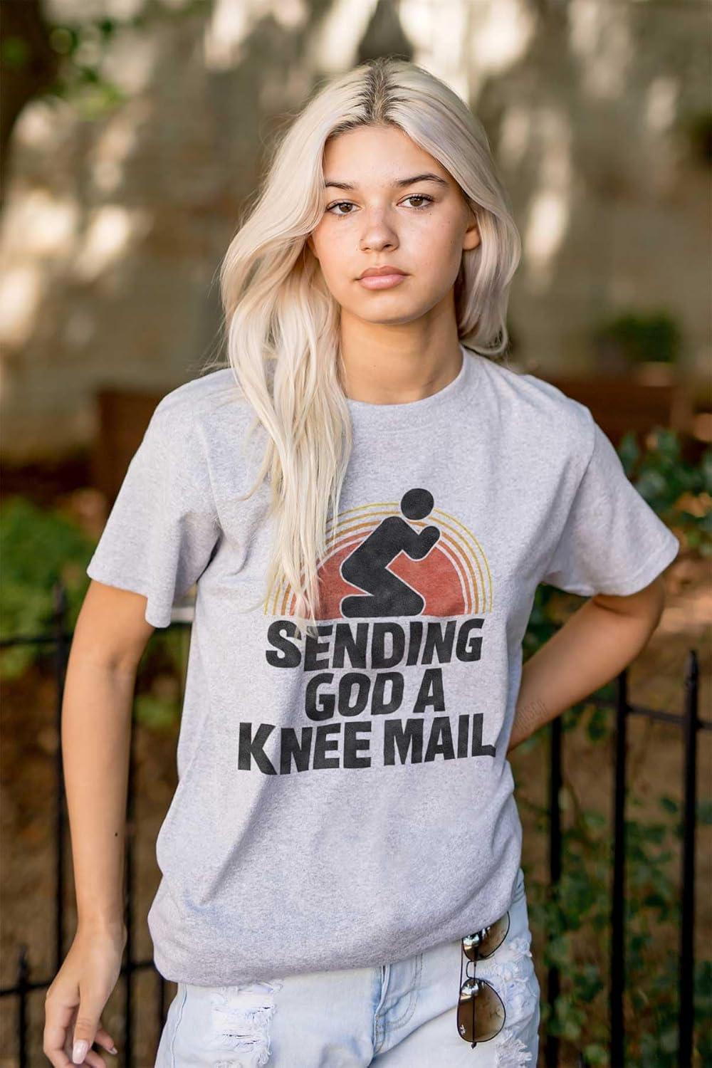 imageBrisco Brands Sending God A Knee Mail Christian Graphic T Shirt Men or WomenSport Grey