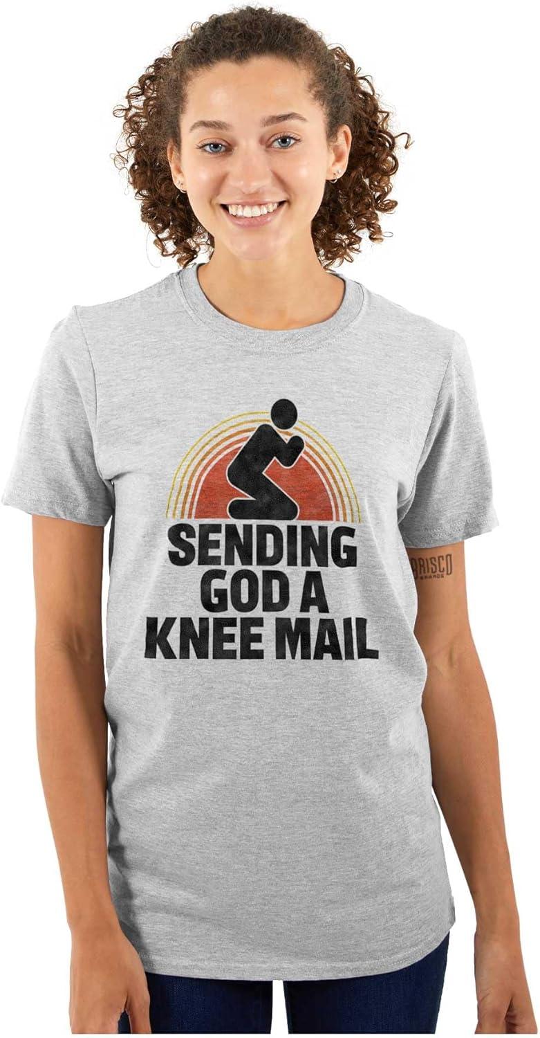 imageBrisco Brands Sending God A Knee Mail Christian Graphic T Shirt Men or WomenSport Grey