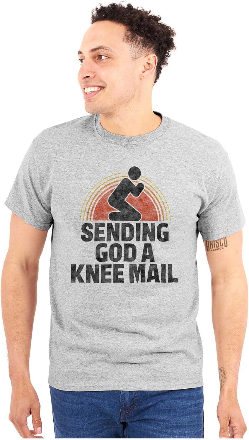 imageBrisco Brands Sending God A Knee Mail Christian Graphic T Shirt Men or WomenSport Grey