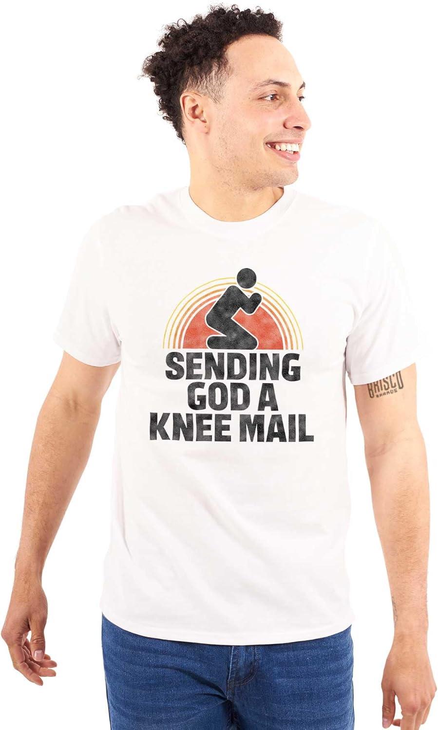 imageBrisco Brands Sending God A Knee Mail Christian Graphic T Shirt Men or WomenWhite