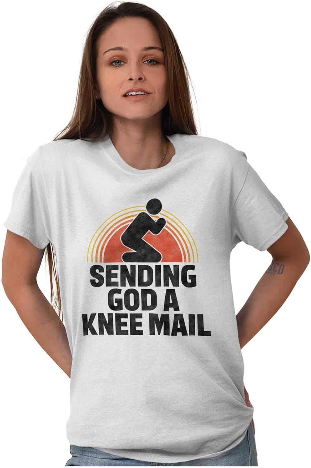 imageBrisco Brands Sending God A Knee Mail Christian Graphic T Shirt Men or WomenWhite