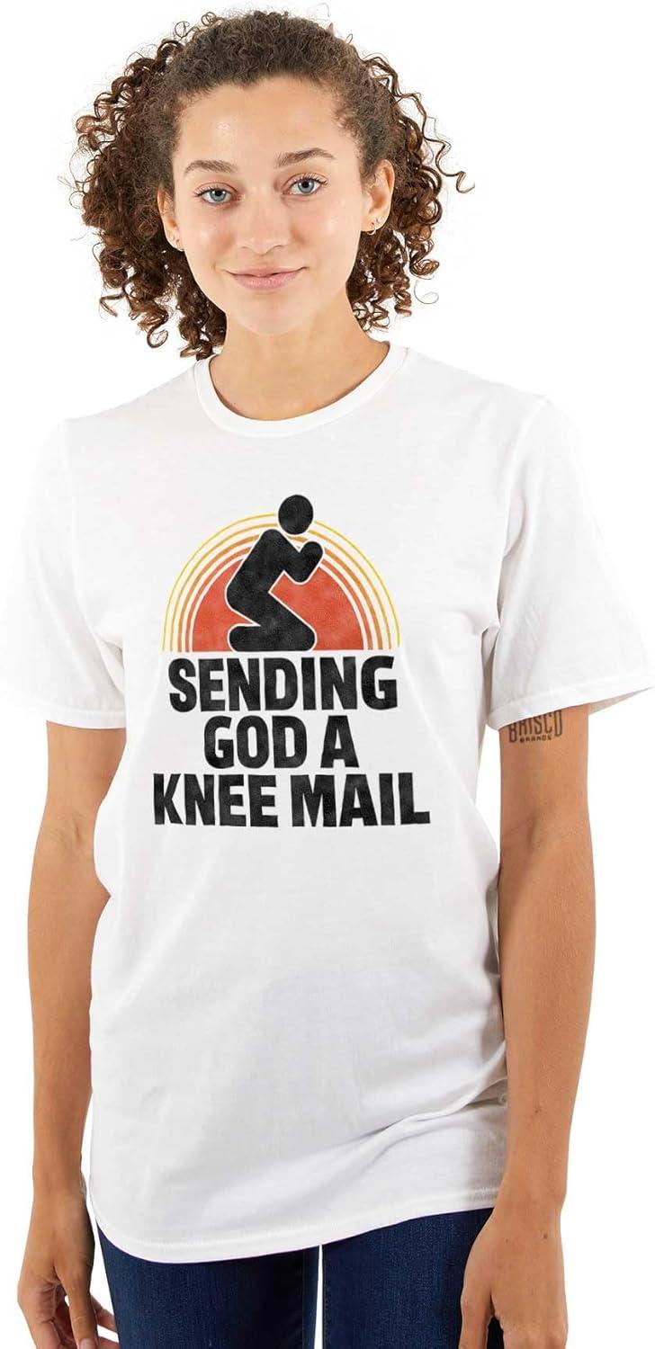 imageBrisco Brands Sending God A Knee Mail Christian Graphic T Shirt Men or WomenWhite