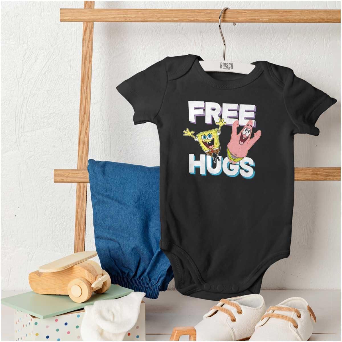 imageBrisco Brands SpongeBob and Patrick Free Hugs Baby Romper Boys or GirlsBlack