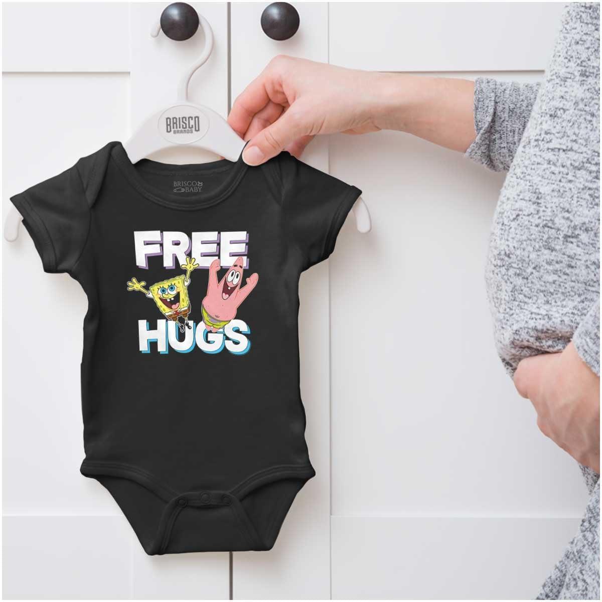 imageBrisco Brands SpongeBob and Patrick Free Hugs Baby Romper Boys or GirlsBlack