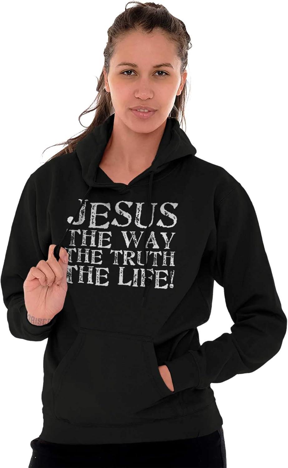 imageClassic Teaze Jesus The Way Truth Life Christian Hoodie Sweatshirt Women MenBlack