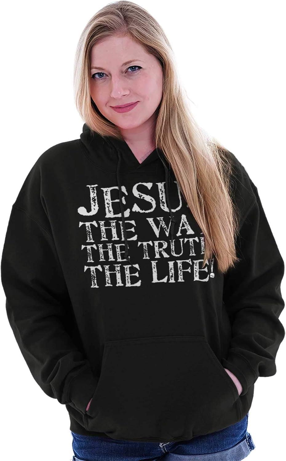 imageClassic Teaze Jesus The Way Truth Life Christian Hoodie Sweatshirt Women MenBlack