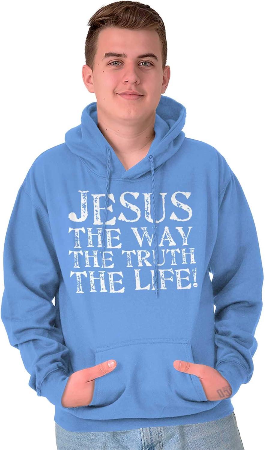 imageClassic Teaze Jesus The Way Truth Life Christian Hoodie Sweatshirt Women MenCarolina Blue