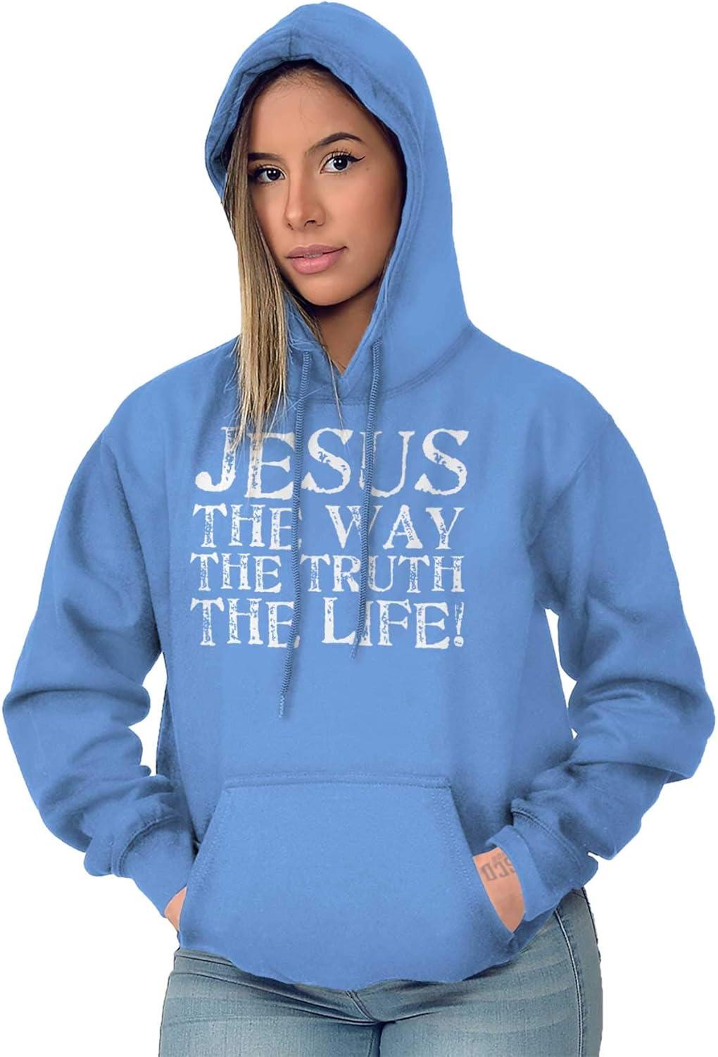 imageClassic Teaze Jesus The Way Truth Life Christian Hoodie Sweatshirt Women MenCarolina Blue