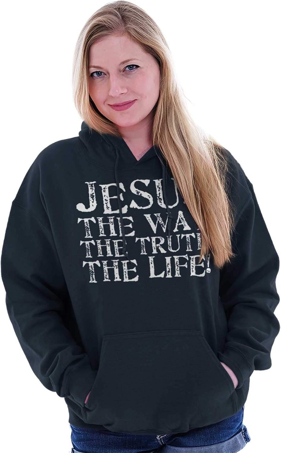 imageClassic Teaze Jesus The Way Truth Life Christian Hoodie Sweatshirt Women MenNavy