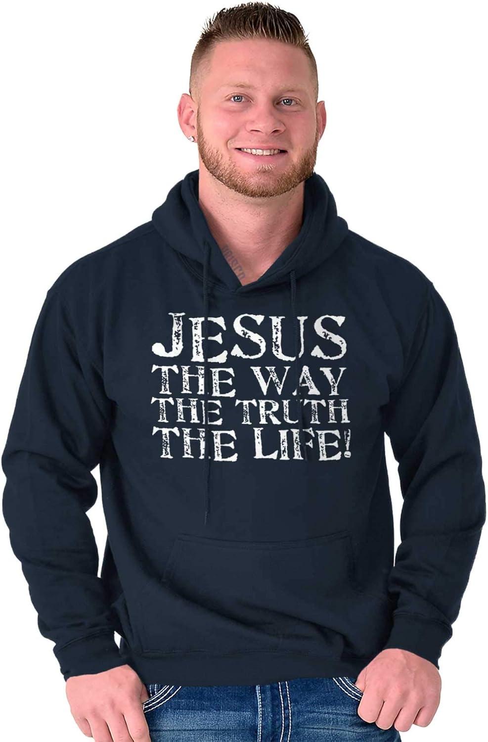 imageClassic Teaze Jesus The Way Truth Life Christian Hoodie Sweatshirt Women MenNavy