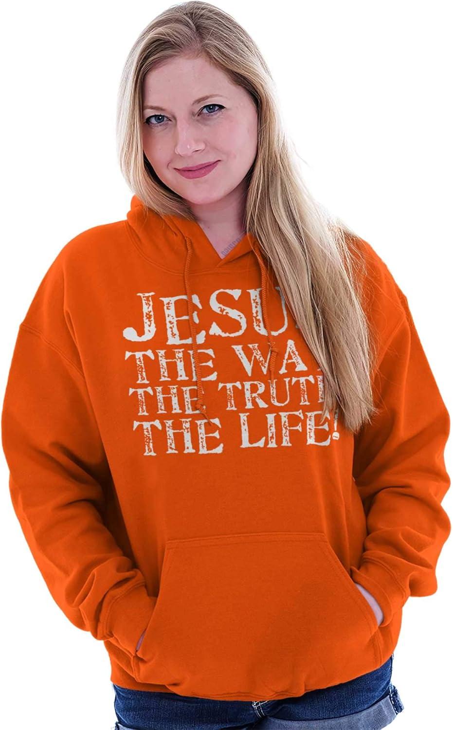 imageClassic Teaze Jesus The Way Truth Life Christian Hoodie Sweatshirt Women MenOrange