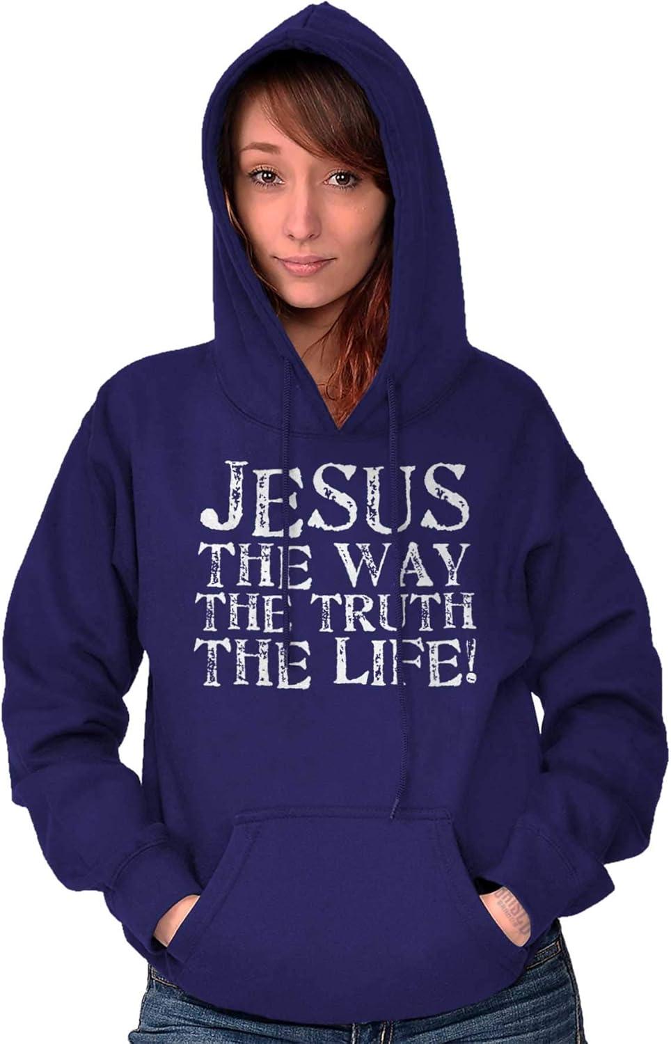 imageClassic Teaze Jesus The Way Truth Life Christian Hoodie Sweatshirt Women MenPurple
