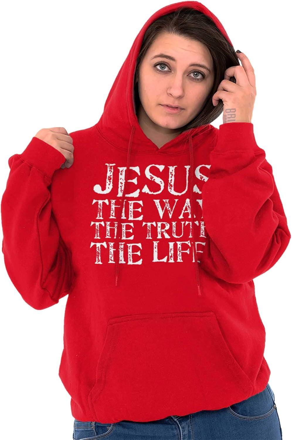 imageClassic Teaze Jesus The Way Truth Life Christian Hoodie Sweatshirt Women MenRed