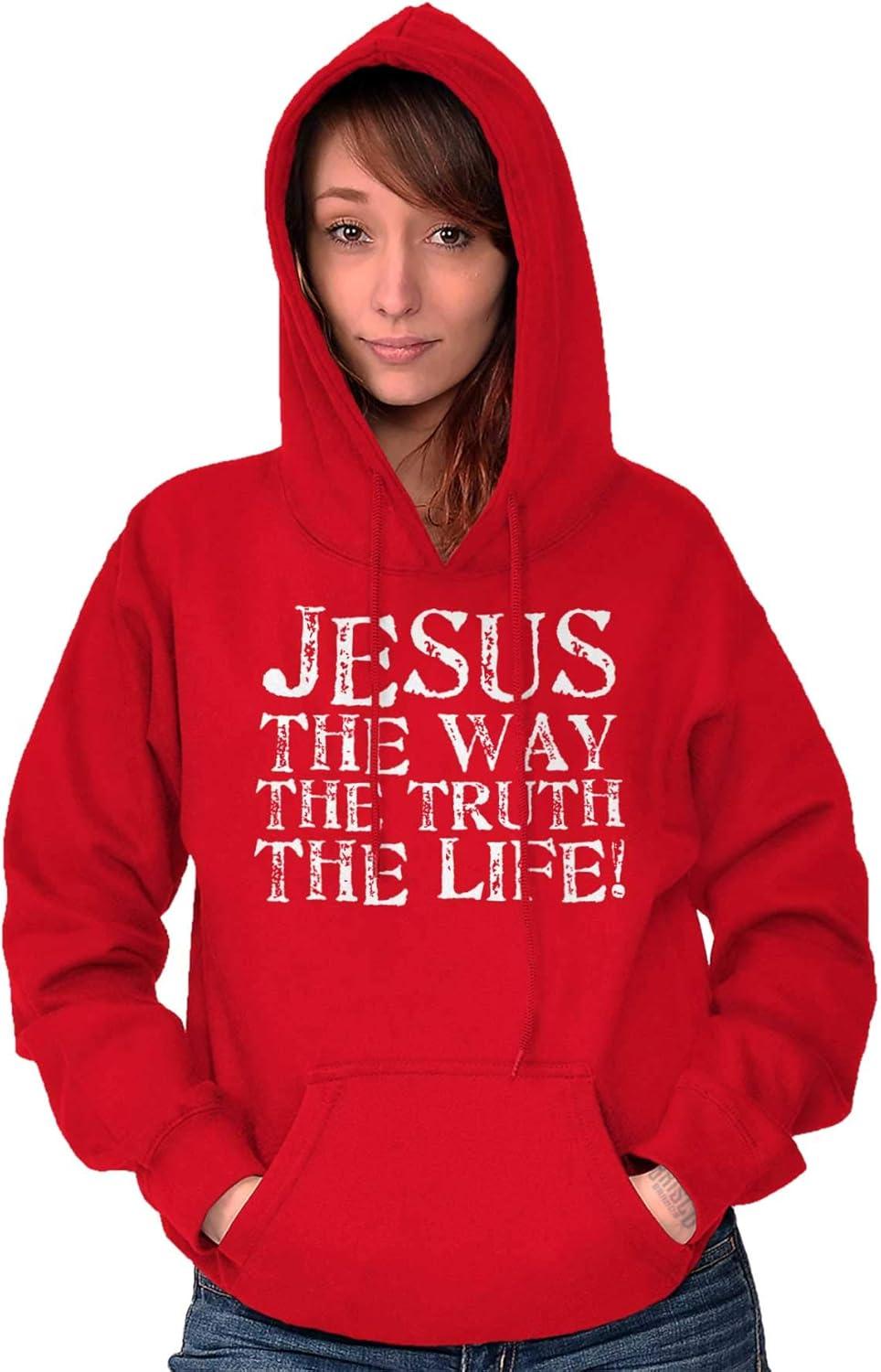 imageClassic Teaze Jesus The Way Truth Life Christian Hoodie Sweatshirt Women MenRed