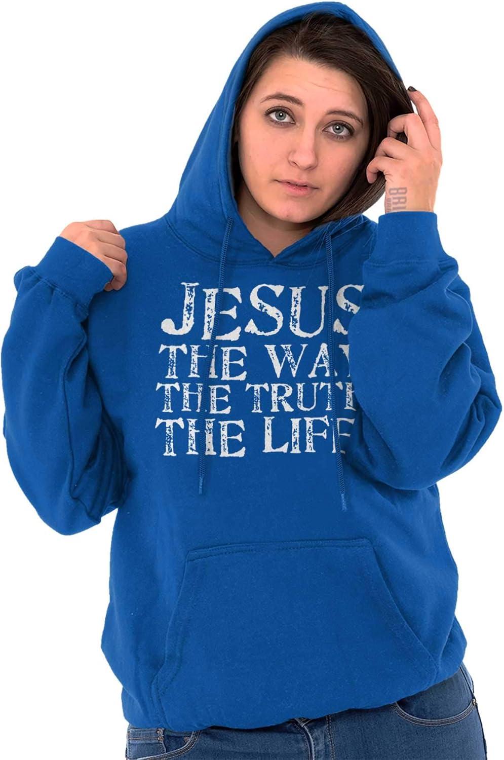 imageClassic Teaze Jesus The Way Truth Life Christian Hoodie Sweatshirt Women MenRoyal