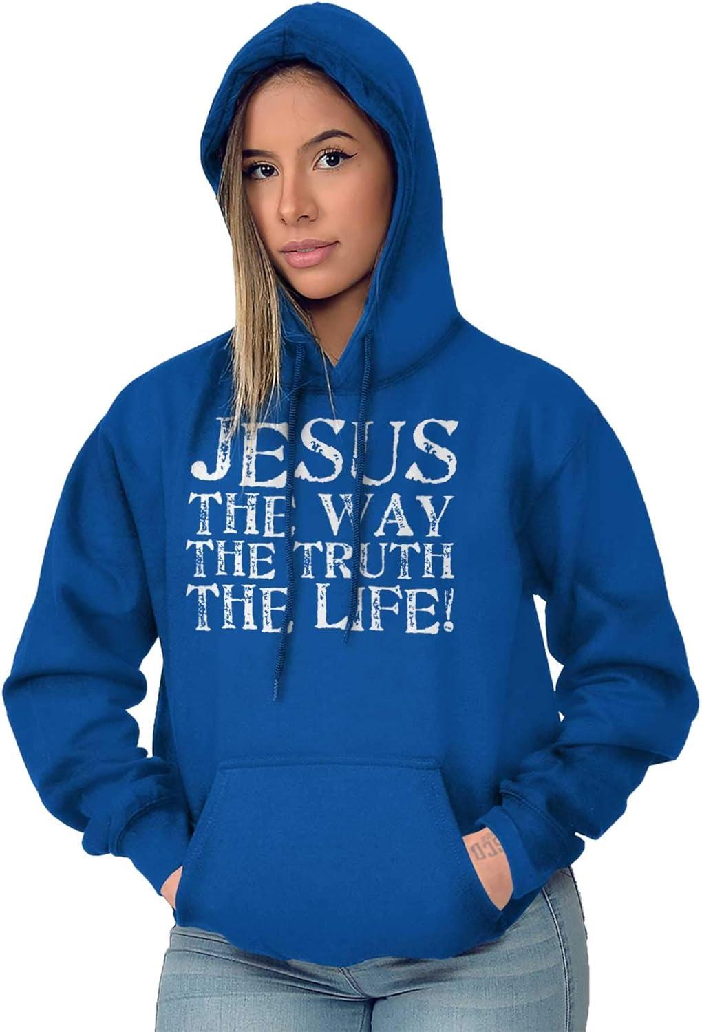 imageClassic Teaze Jesus The Way Truth Life Christian Hoodie Sweatshirt Women MenRoyal