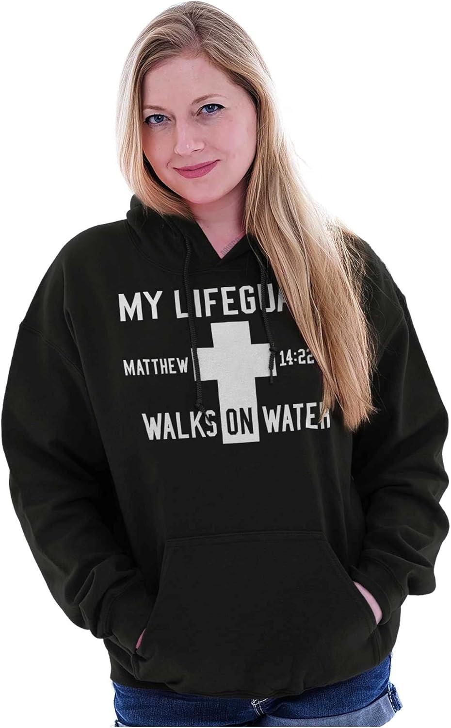 imageClassic Teaze Walks on Water Christian Biblical Hoodie Sweatshirt Women MenBlack