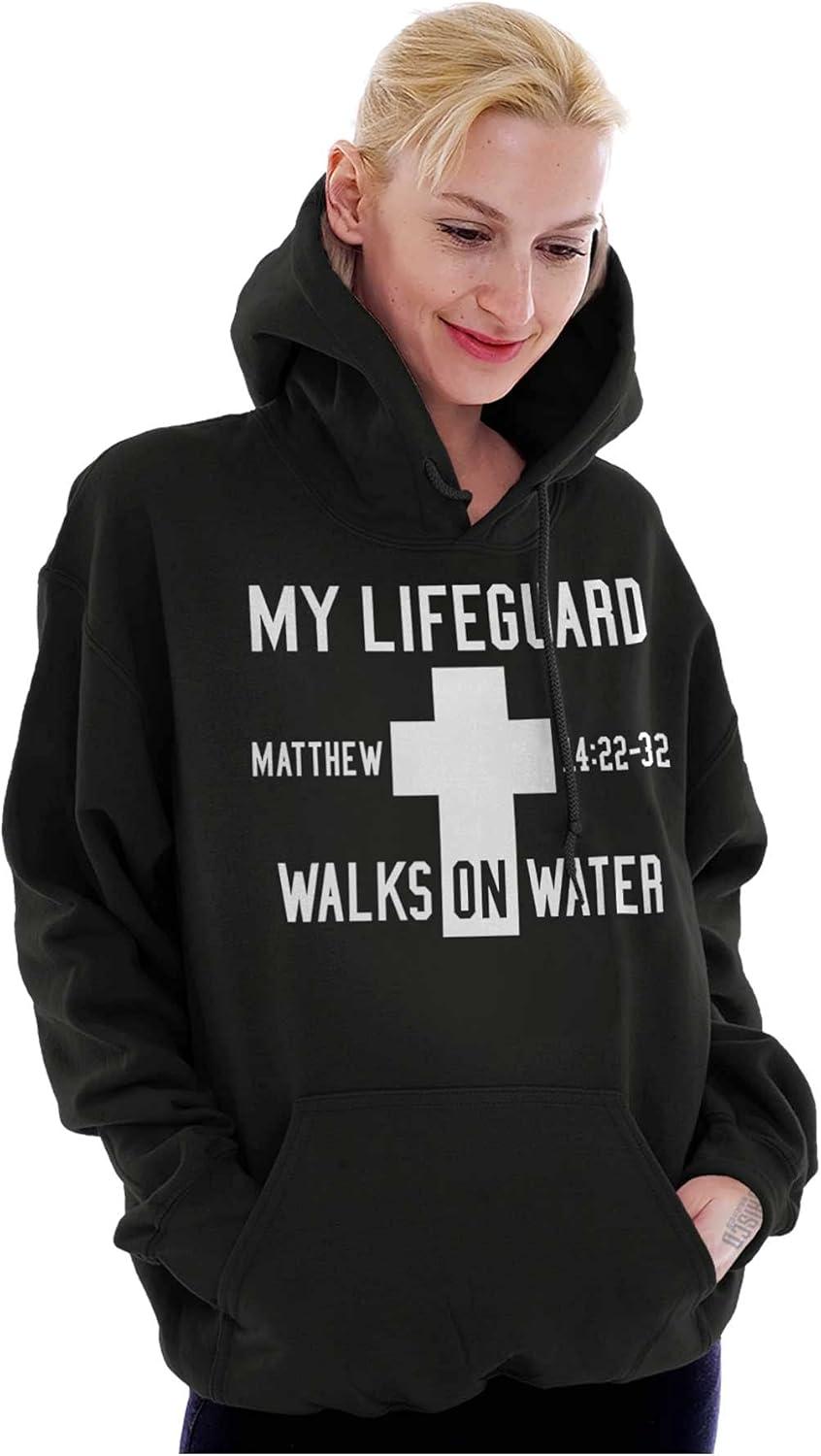 imageClassic Teaze Walks on Water Christian Biblical Hoodie Sweatshirt Women MenBlack