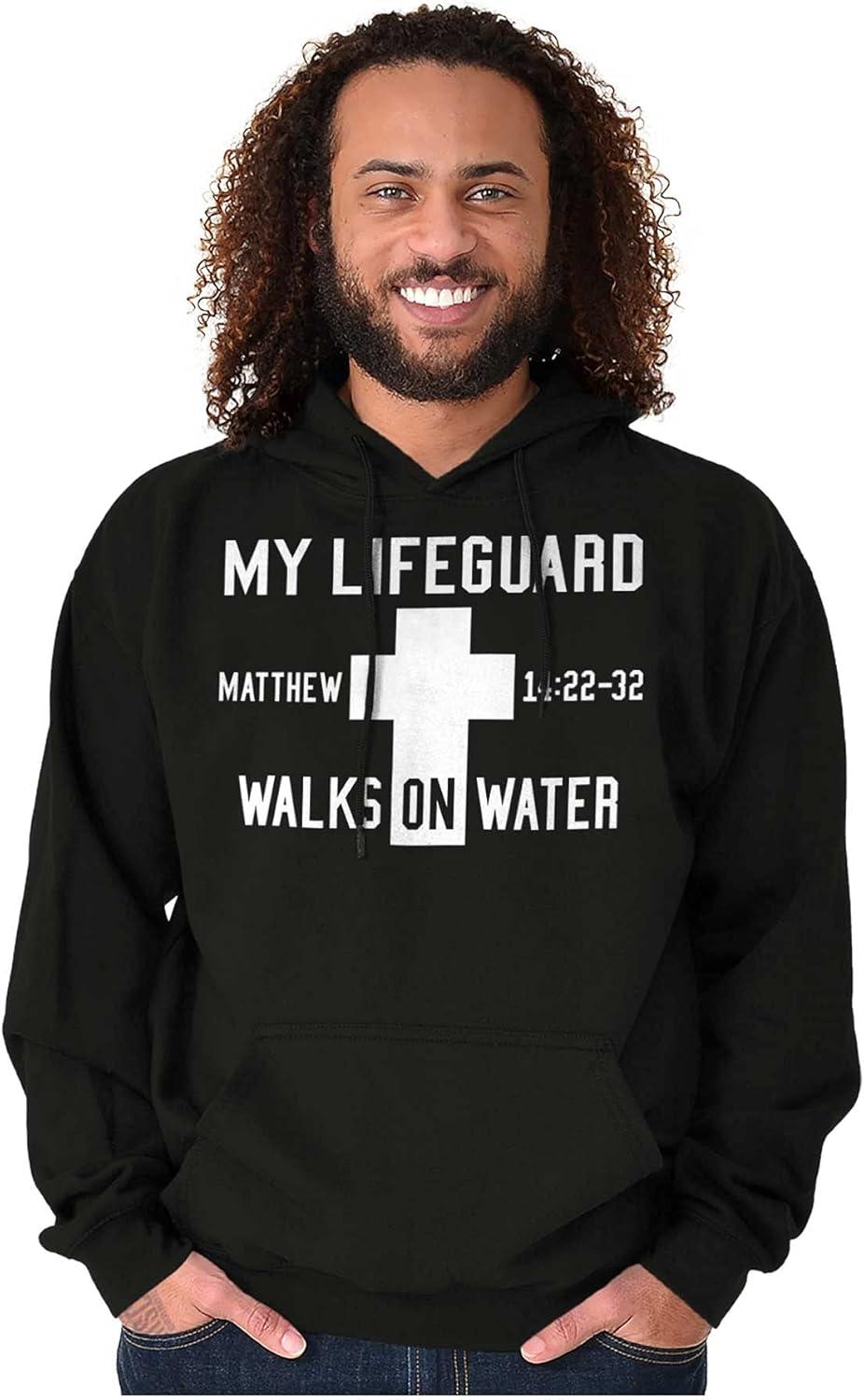 imageClassic Teaze Walks on Water Christian Biblical Hoodie Sweatshirt Women MenBlack