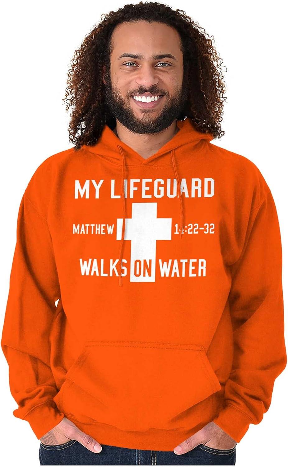 imageClassic Teaze Walks on Water Christian Biblical Hoodie Sweatshirt Women MenOrange