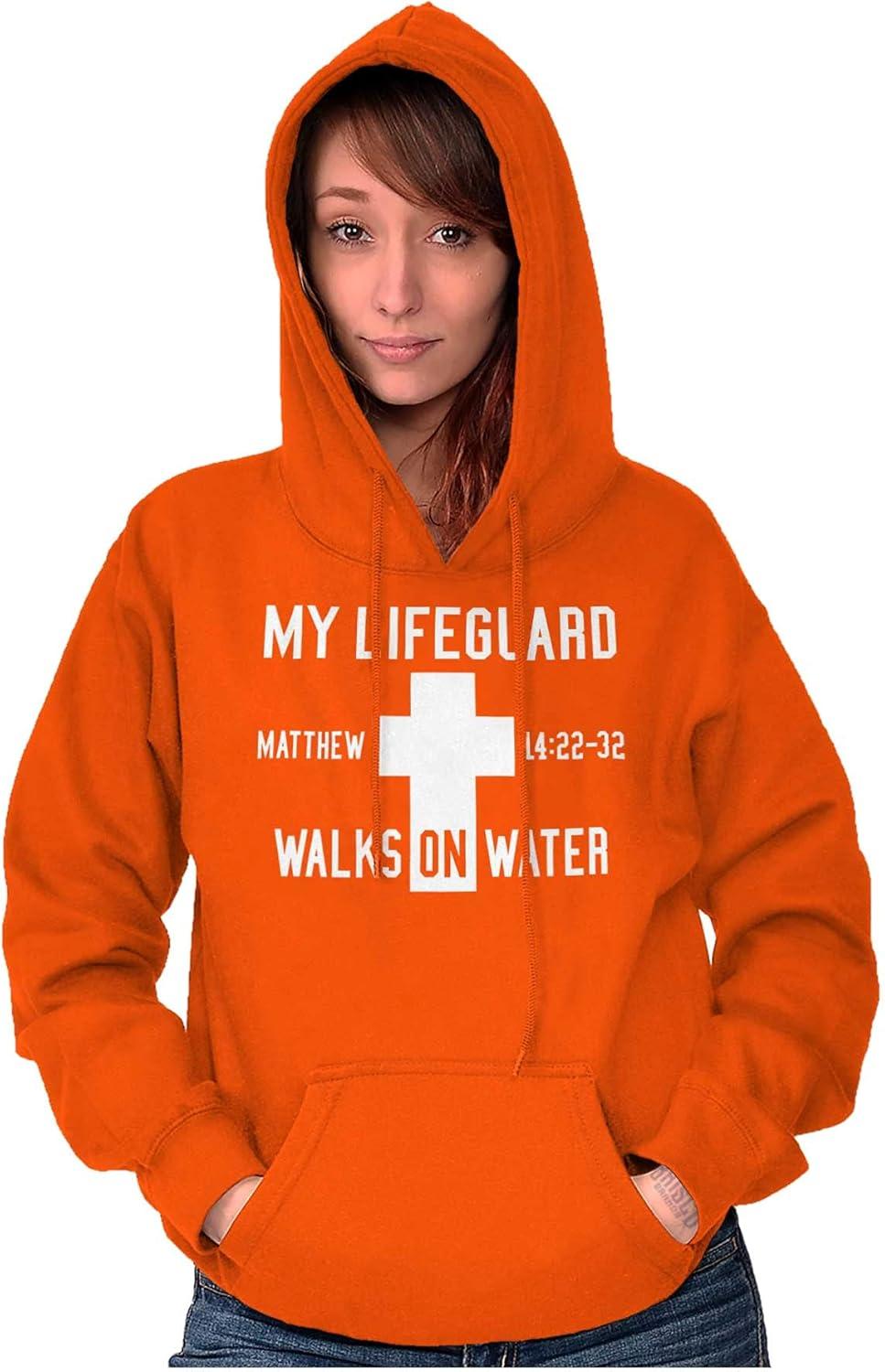 imageClassic Teaze Walks on Water Christian Biblical Hoodie Sweatshirt Women MenOrange
