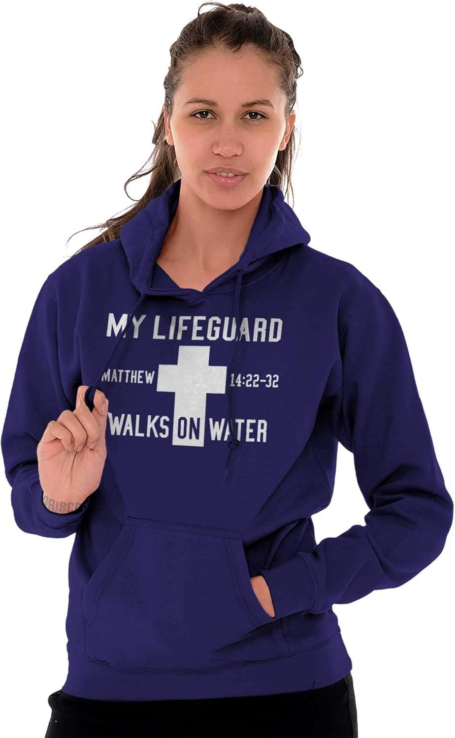 imageClassic Teaze Walks on Water Christian Biblical Hoodie Sweatshirt Women MenPurple