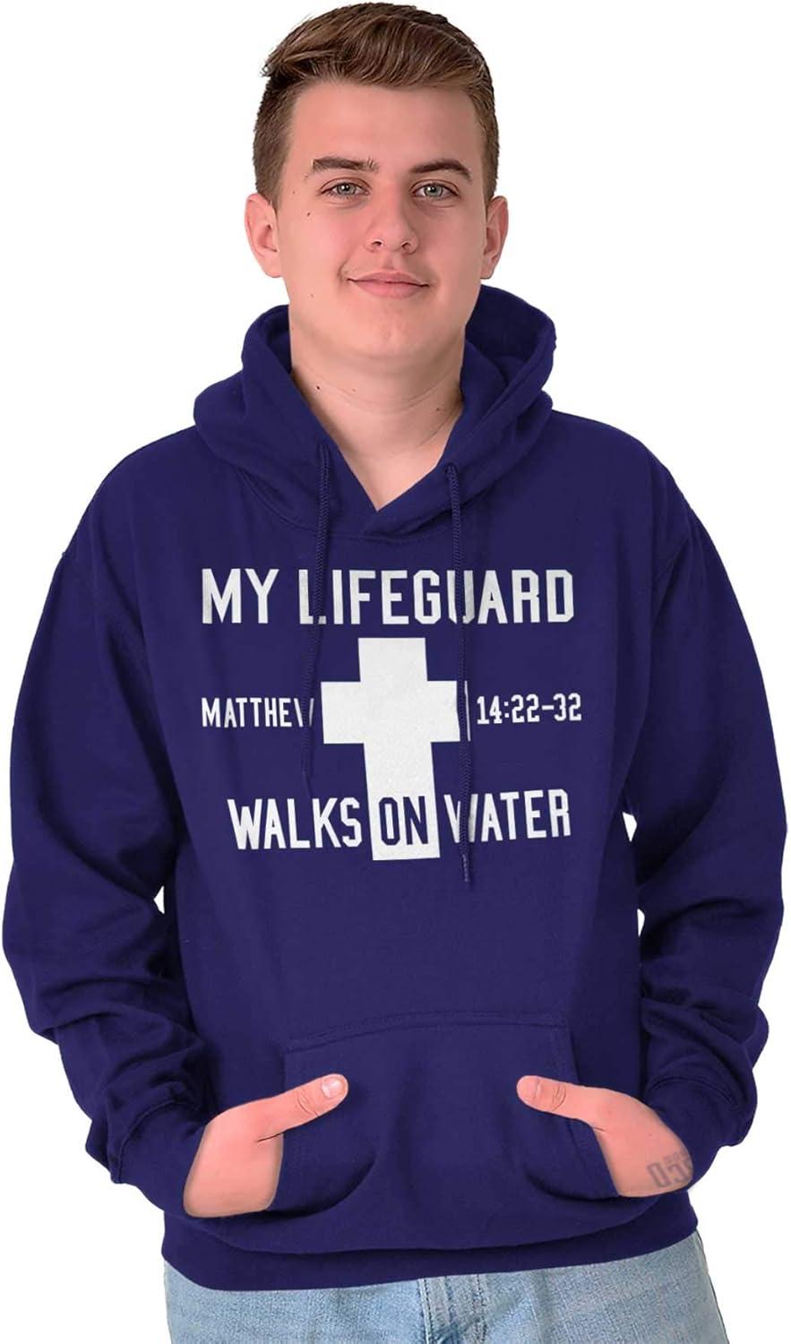 imageClassic Teaze Walks on Water Christian Biblical Hoodie Sweatshirt Women MenPurple