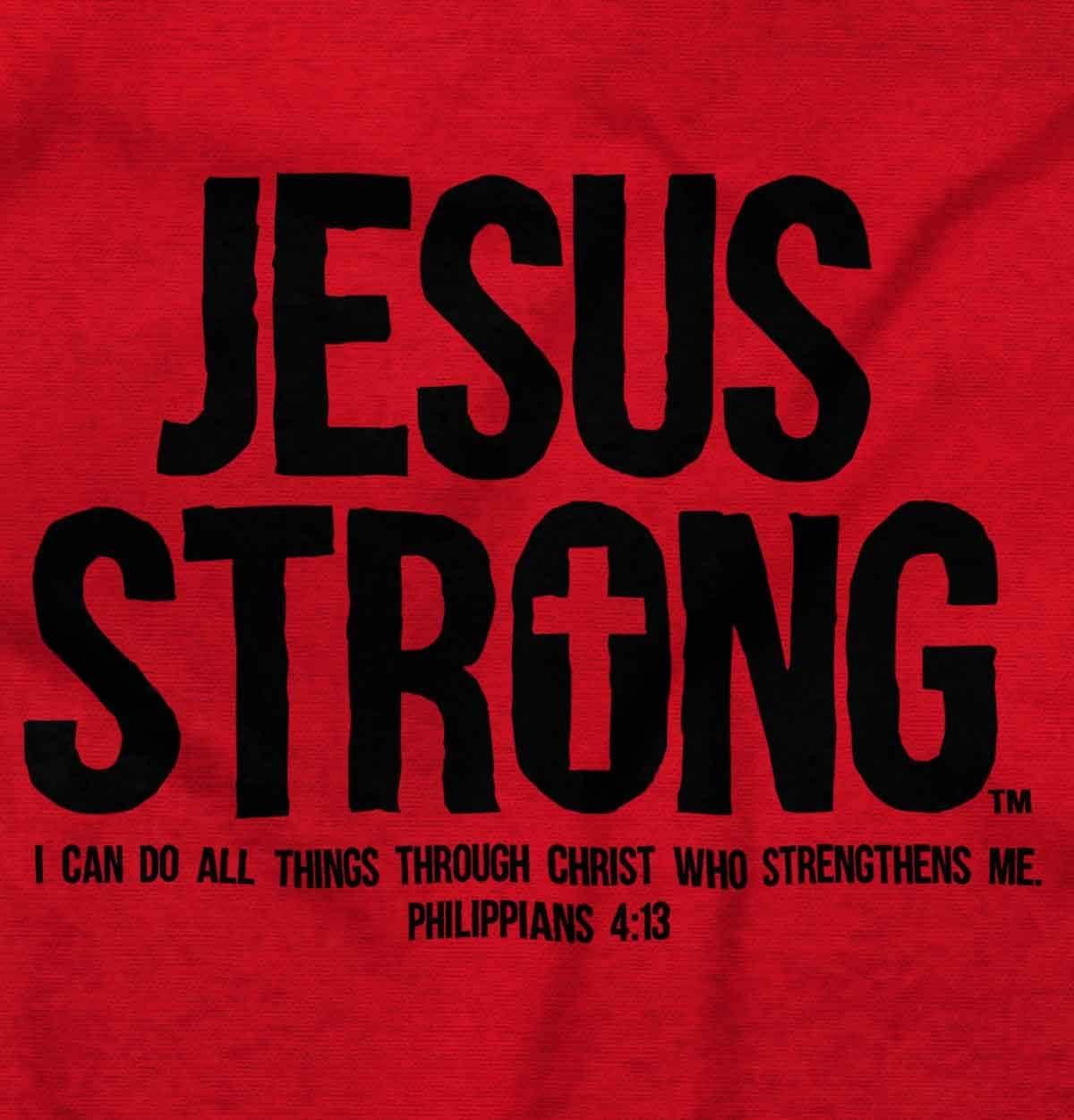 imageJesus Strong Philippians 413 Bible Crewneck T Shirts Boy Girl Red