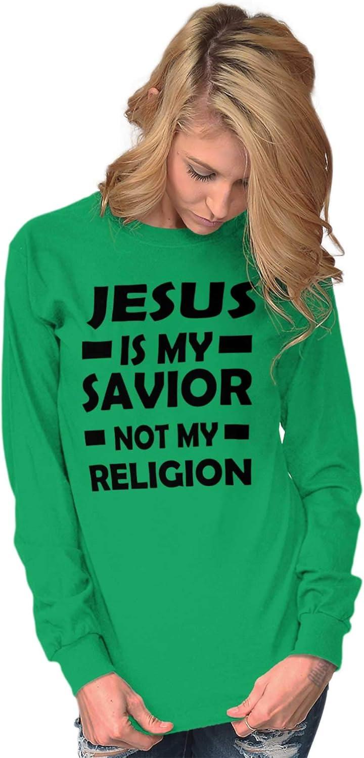 imageJesus is My Savior Not My Religion Long Sleeve Tshirt Men Women Irish Green