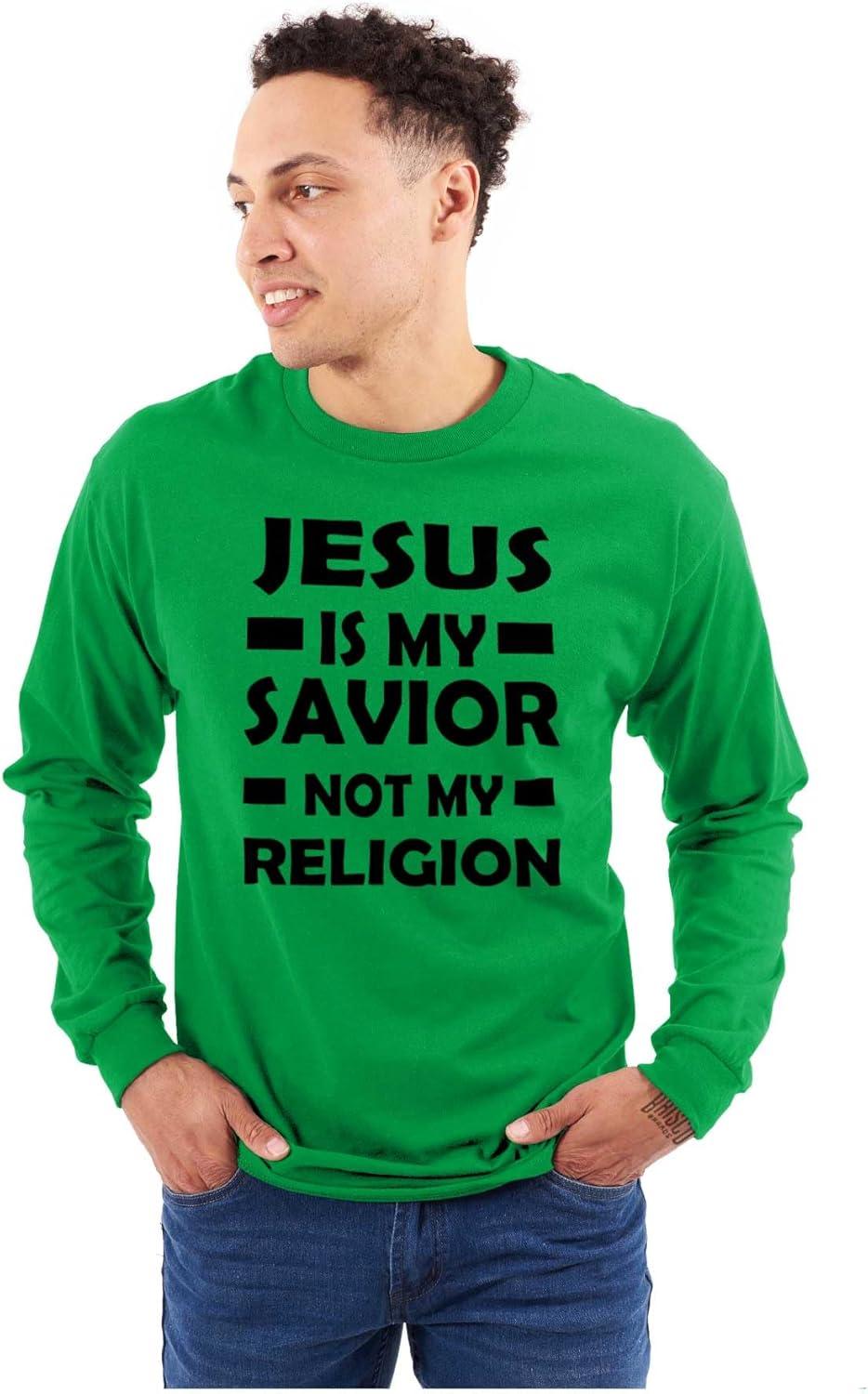 imageJesus is My Savior Not My Religion Long Sleeve Tshirt Men Women Irish Green