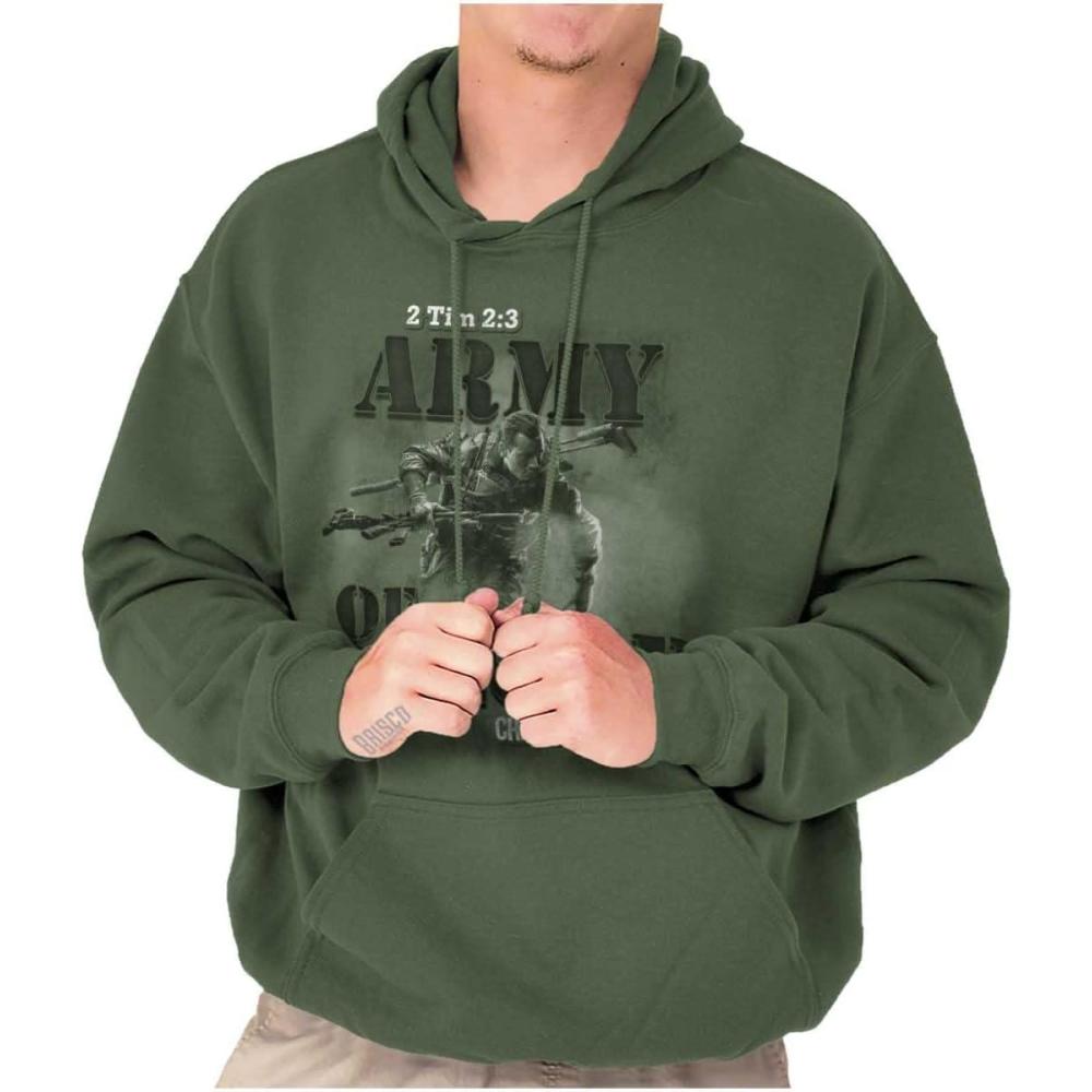 imageBrisco Brands Army Of the Lord Religious Christian Hoodie Hooded Sweatshirt MenMilitary Green