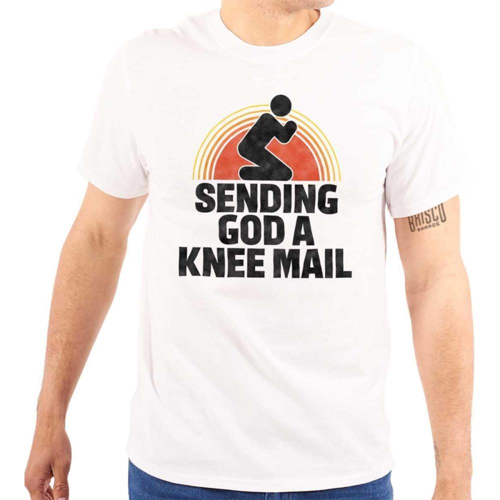 imageBrisco Brands Sending God A Knee Mail Christian Graphic T Shirt Men or WomenWhite