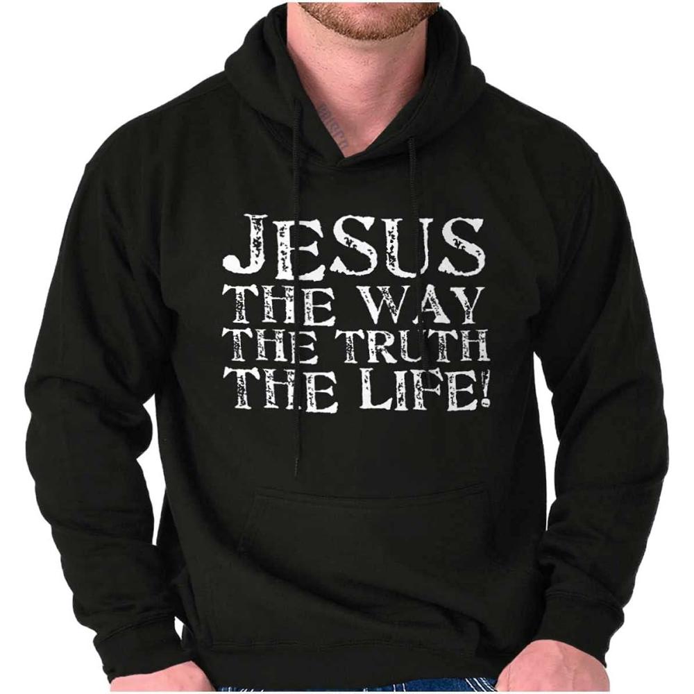 imageClassic Teaze Jesus The Way Truth Life Christian Hoodie Sweatshirt Women MenBlack