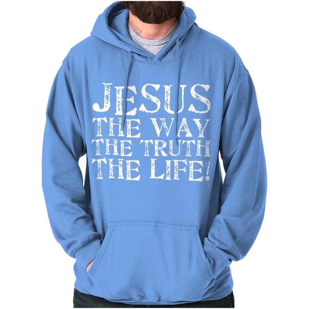 imageClassic Teaze Jesus The Way Truth Life Christian Hoodie Sweatshirt Women MenCarolina Blue