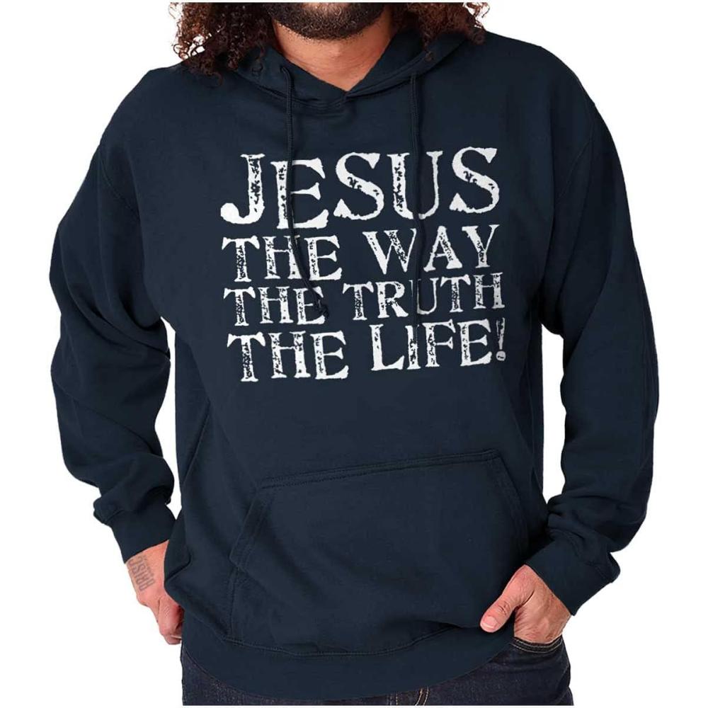 imageClassic Teaze Jesus The Way Truth Life Christian Hoodie Sweatshirt Women MenNavy