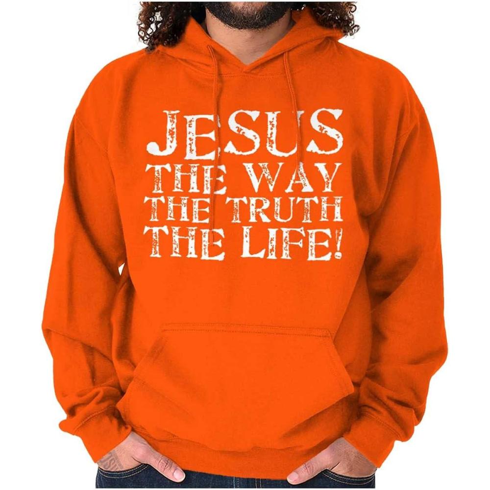 imageClassic Teaze Jesus The Way Truth Life Christian Hoodie Sweatshirt Women MenOrange