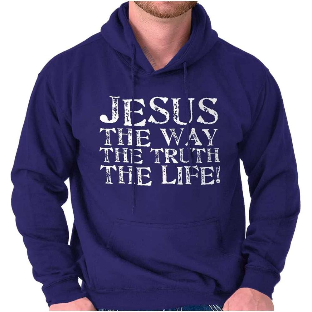 imageClassic Teaze Jesus The Way Truth Life Christian Hoodie Sweatshirt Women MenPurple