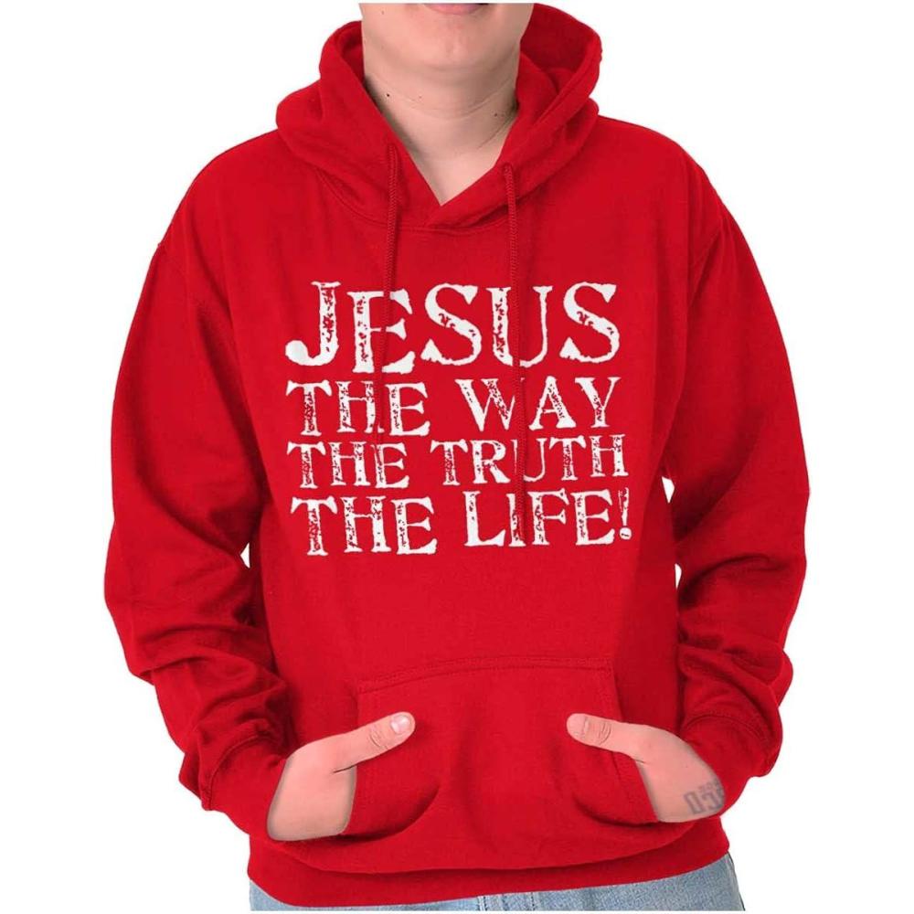 imageClassic Teaze Jesus The Way Truth Life Christian Hoodie Sweatshirt Women MenRed