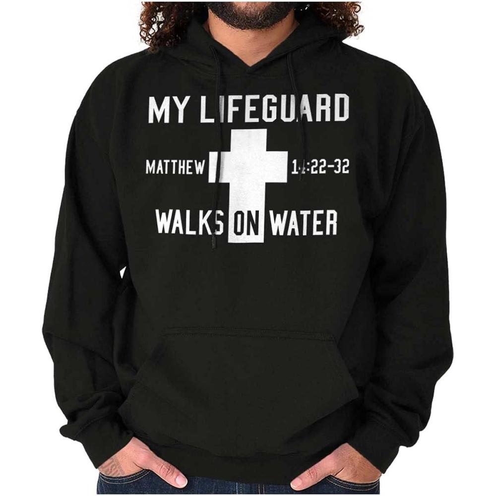 imageClassic Teaze Walks on Water Christian Biblical Hoodie Sweatshirt Women MenBlack