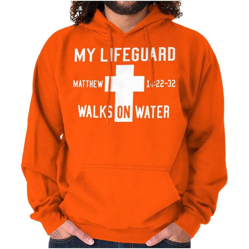 imageClassic Teaze Walks on Water Christian Biblical Hoodie Sweatshirt Women MenOrange
